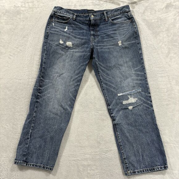 Lucky Brand Jeans Mens 40x28.5* Straight Leg Distressed Blue‎ Denim